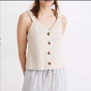 Madewell Muted Neutral Rainbow Marled Wakefield Button-Front V-Neck Sweater Tank